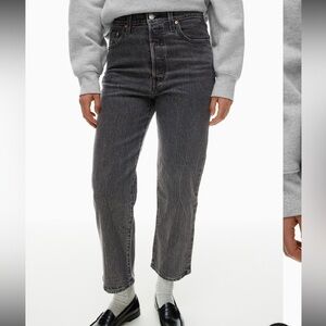 Levi’s Ribcage Straight Leg Ankle Cropped Grey Washed Jeans